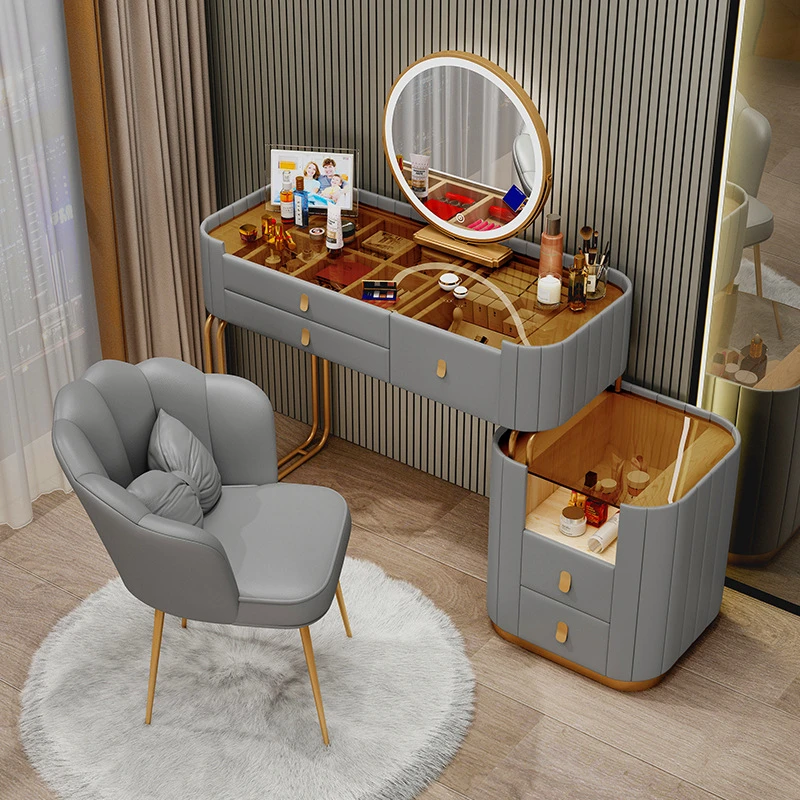 Vanity Desk Modern Dresser Table LED Mirros Household Bedroom Dressing