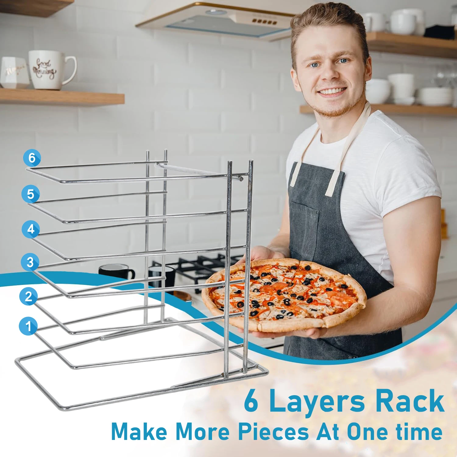 Pizza Pan Stand 6 Layers Stainless Steel 11 inch Pizza Pan Rack Holder For Party et Table Platter Tray Display pizza saver stands