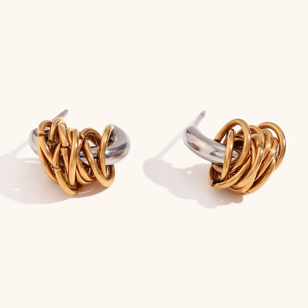 Vintage Golden Wrap Line Spiral C-shape Waterproof Hoop Earrings Mix Color Huggie Ear Buckle Femal Unique Jewelry 2025 Wholesale