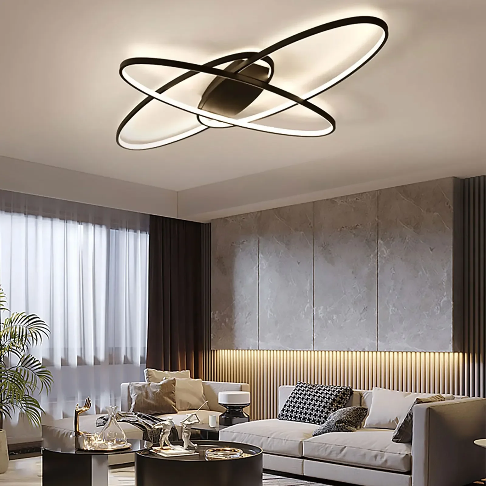 Modern simple Black white Ceiling Light Dimmable Creative Pendant Lamp Living room bedroom Dining Room Fixture LED Chandelier