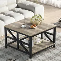 Coffee Table with Storage for Living Room, Small Square Center Tables with Seamless One-Piece Tabletop Farmhouse Style 1