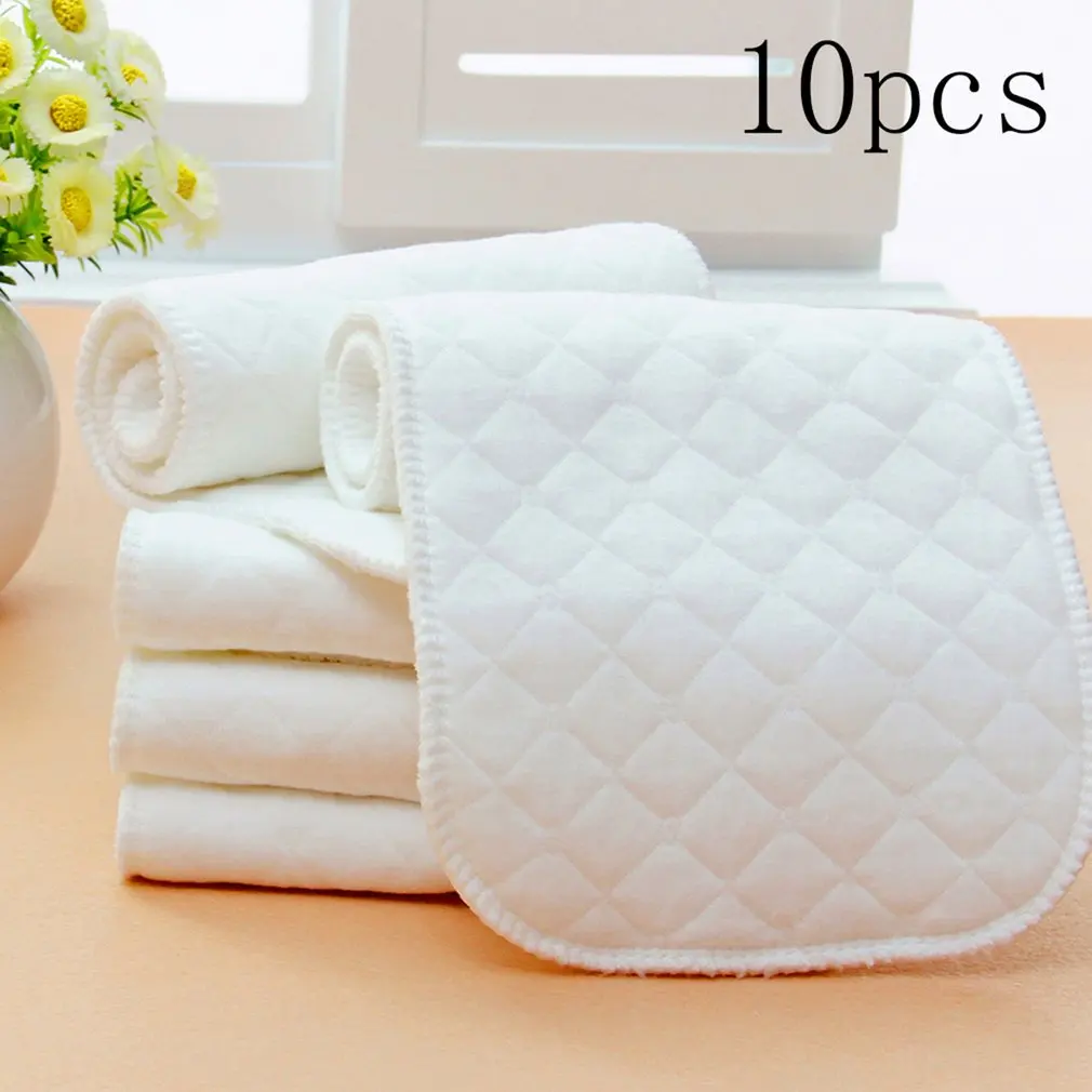 

Cotton 10pcs/set Soft Breathable Reusable Pure Cotton Baby Cloth Diaper Nappy Liners Insert 3 Layers