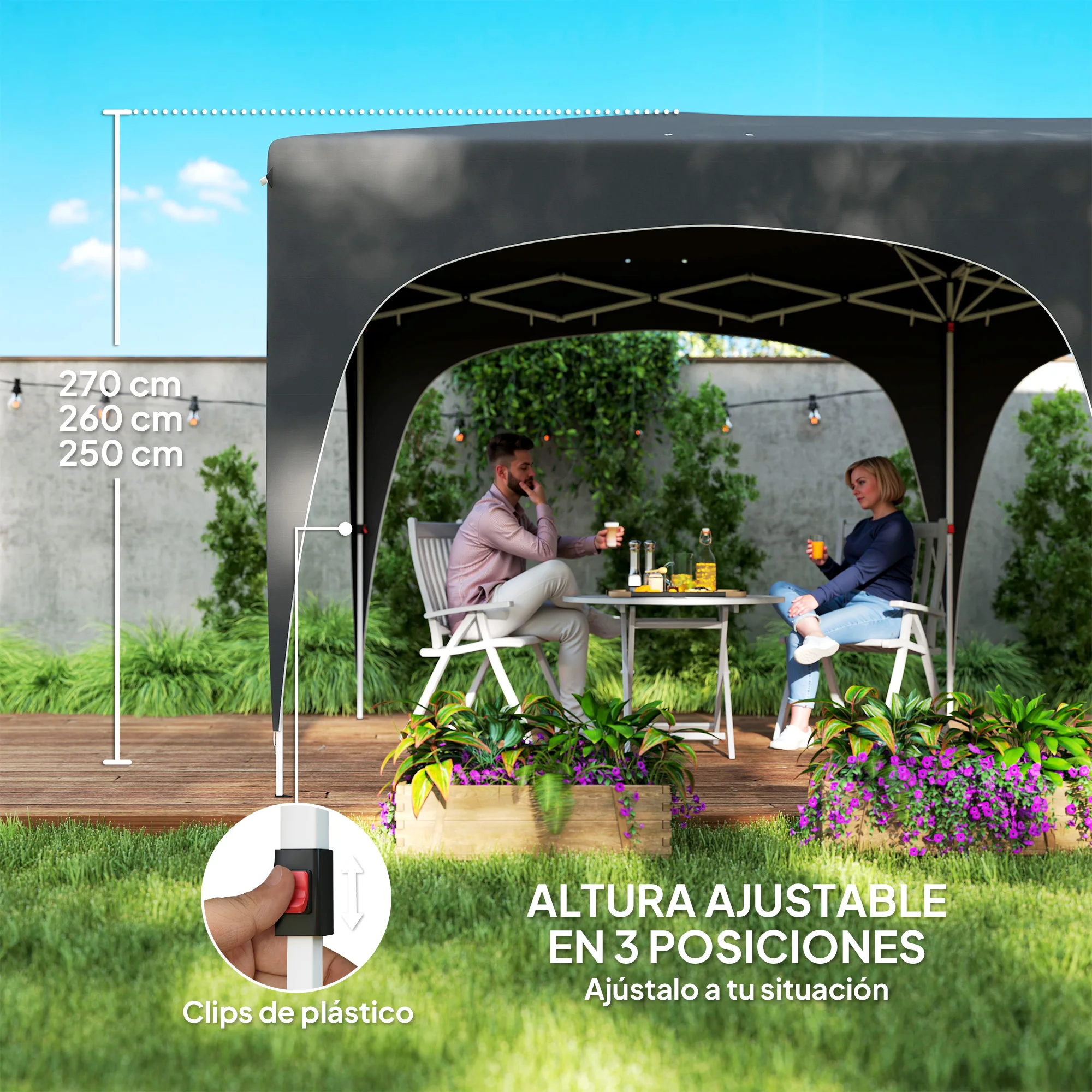 Gazebo pieghevole impermeabile in alluminio 3x2m Verde - Mod. Mini