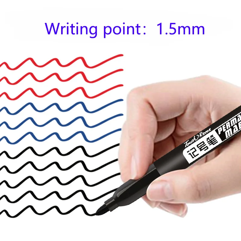 3 pcs/Set Permanent Marker Pen marker pen art pens Waterproof Ink Fine Point Black Blue Red Oil Ink 1.5mm Round Toe Fine Color