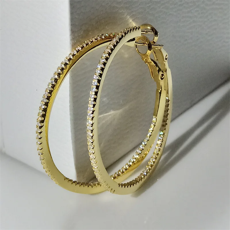 SOMILIA  18K Gold Plate Large Hoop Earrings 925 Sterling Silver Simple Classic Women\'s Earring Cерьги Kольца Jewelry for ladys