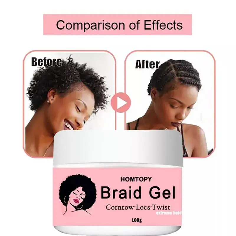 

Braiding Gel Hair Control Edge Braid Balm No Smooths And Tames Frizz Strong Hold For All-Day Locks Twist And Braid Styling Gel