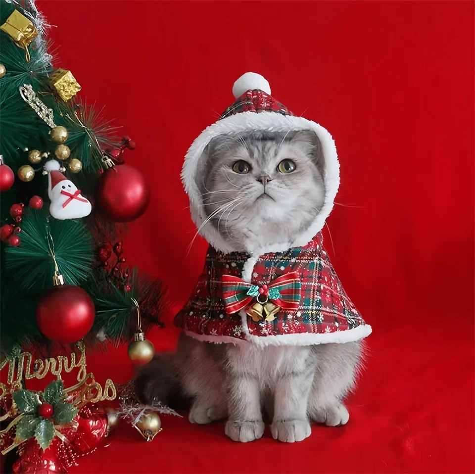 Gatto Vestito Di Babbo Natale Per Cani Felpa Con Cappuccio Per - Main Image