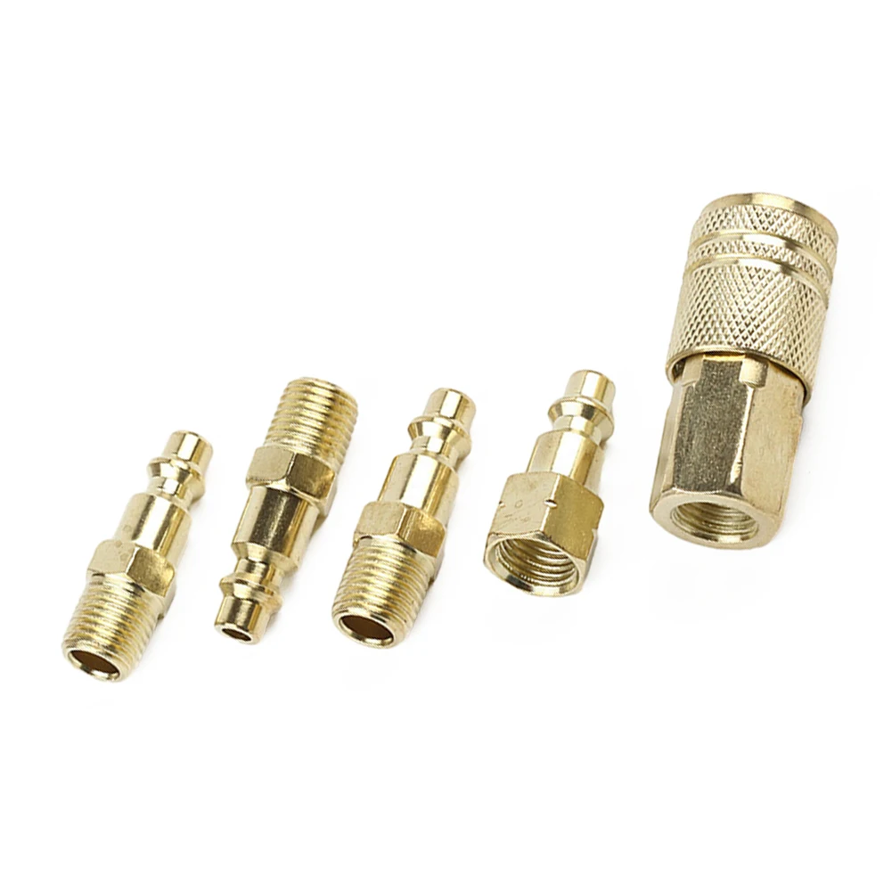 

Connector Quick Coupler Set 5PCS Golden High Quality 1/4\" NPT 1/4\" NPT Female 1/4\" NPT Male Air Compressors