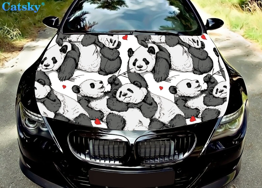 

Panda, panda car sticker, panda sticker,Car Floor Mats,Car hood wrap lion decal, bonnet vinyl sticker, full color graphic decal