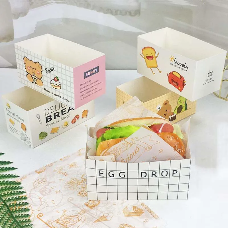 50pcs Disposable Food Packaging Boxes, Paper Sandwich, Toast, Burger, Cake Takeaway Con... - SKU DFPB2235 - UGI Packaging