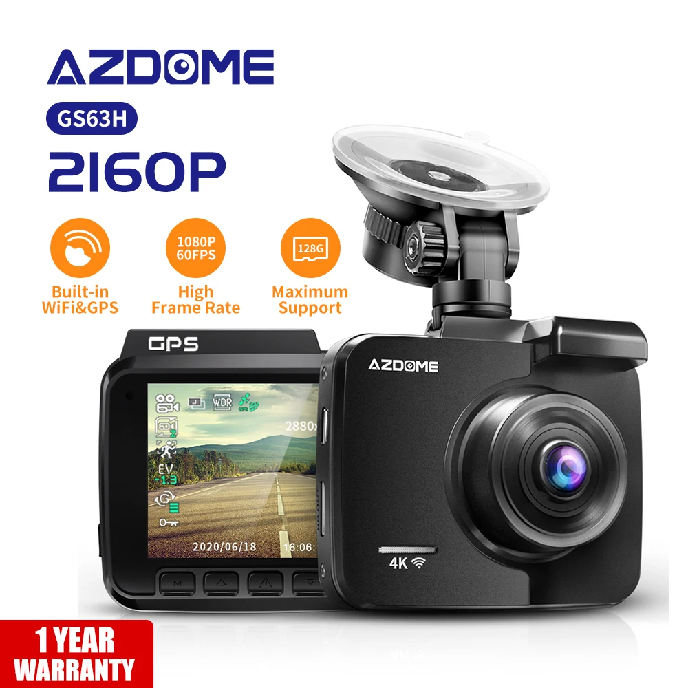 AZDOME GS63H 4K Built in GPS WiFi Car DVRs Recorder Dash Cam Dual Lens  Vehicle Rear View Camera Camcorder Night Vision Dashcam