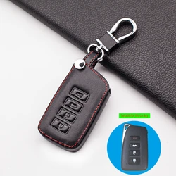 Premium Leather Car Key Cover Case with Keychain - Luxurious Protective Accessories (Black)
