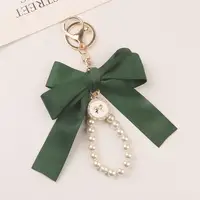 Fashion Large Bowknot Ribbon Pearl Key Chain Women's Multi-color DIY Key Pendant Hanging Ornament Sweet Bag Accessories 3