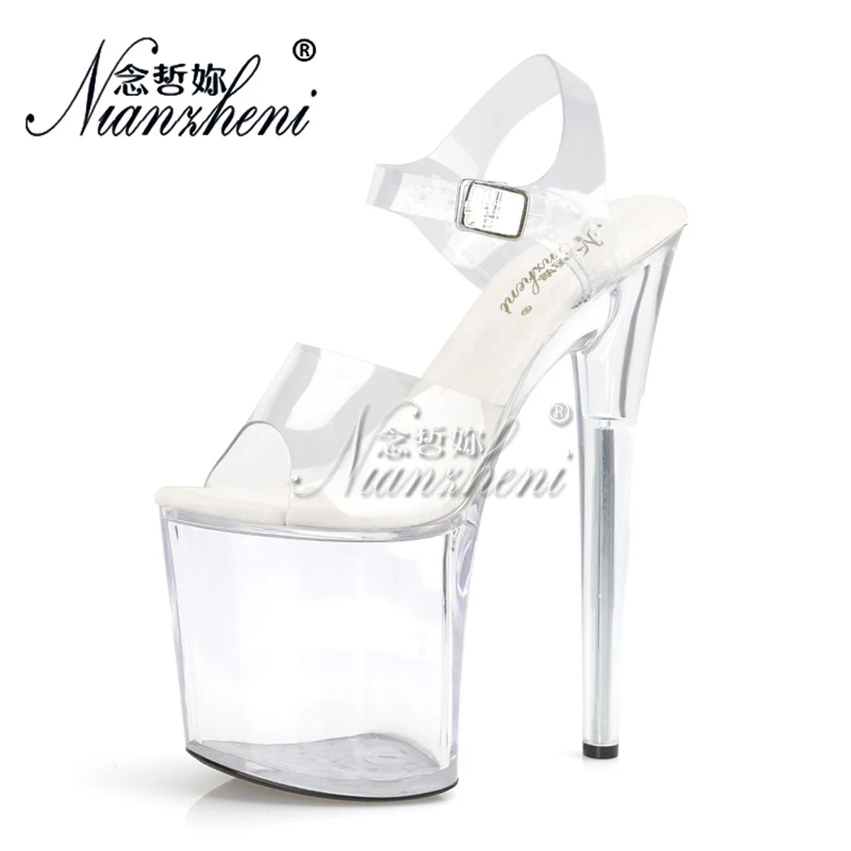 

Platform Peep Toe 8Inch Rransparent Nightclub Strip Pole Dance 20cm Exotic Dancer Sexy Fetish Women Shoes Thin Heels Catwalk