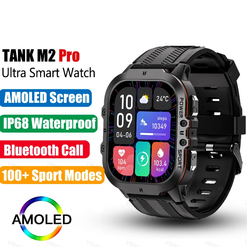 

Смарт-часы TANK M2 Pro, 2024 дюйма, AMOLED, водостойкие IP69K