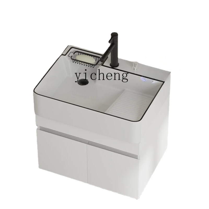 Zf Mobiletto Del Bagno In Acciaio Inox Piccolo Appartamento Lavabo Tavolo Lavanderia Con Lavabo Integrato
