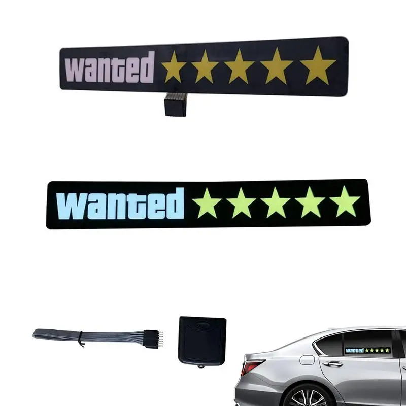 

Car Wanted Sign Glowing Stickers Windshield 5 Star Stickers Car Front Rear Window Windshield Decal Sticker For Wall Door