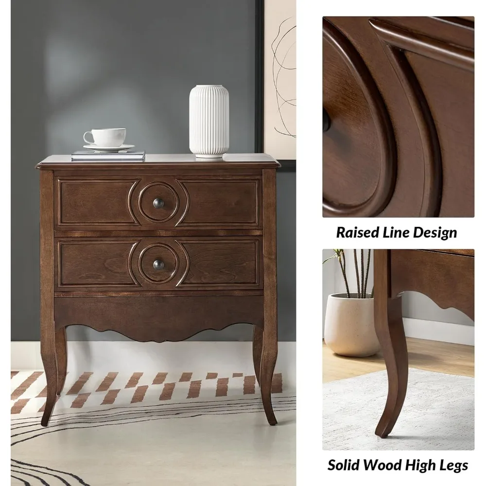 Wood Nightstand with Charging Station, 3 Drawer Tall Walnut Nightstand, Bedside Table with Hidden Drawer