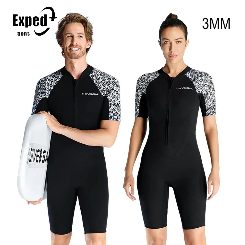 

Men Women Short Sleeve Front Zipper Kayaking Spearfishing Swim WetSuit Scuba Keep Warm Snorkeling Drift Diving Suit 3MM Neoprene