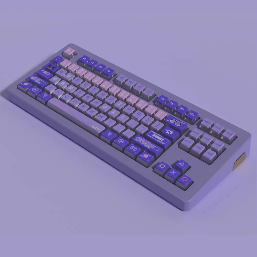 Honkai Star Rail Silver Wolf Keycaps Pbt Anime Gaming Key Caps Perfil Cereja Keycap Lightproof para mx Switch Conjunto de 126 Chaves - Imagem 3