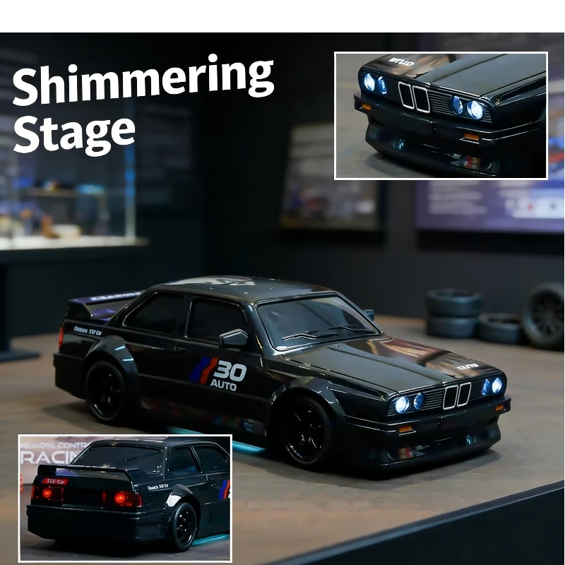 1:24 RC 드리프트 자동차 4륜구동 무선 조종 자동차 클래식 LED 라이트 고속 충전식 레이싱 스포츠 장난감 (남아 및 성인용)