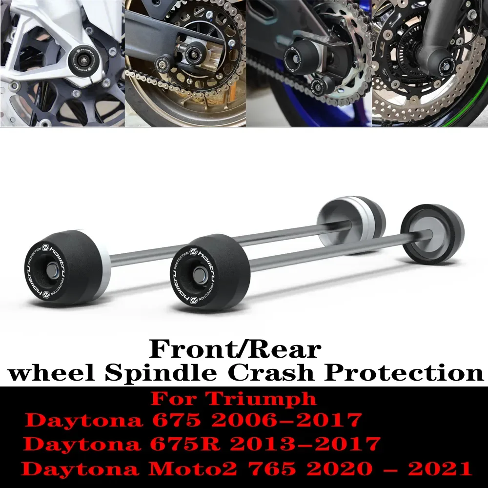 For Triumph Daytona 675 675R / Daytona Moto2 765 / 2006-2021 Front Rear wheel Spindle Crash Protection