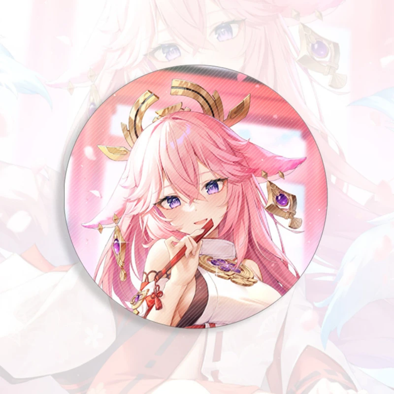 58mm Game Genshin Impact Brooch Pin Xiao Kaedehara Ayaka Baal Raiden Shogun Cosplay Badge Accessories For Clothes Backpack Gift