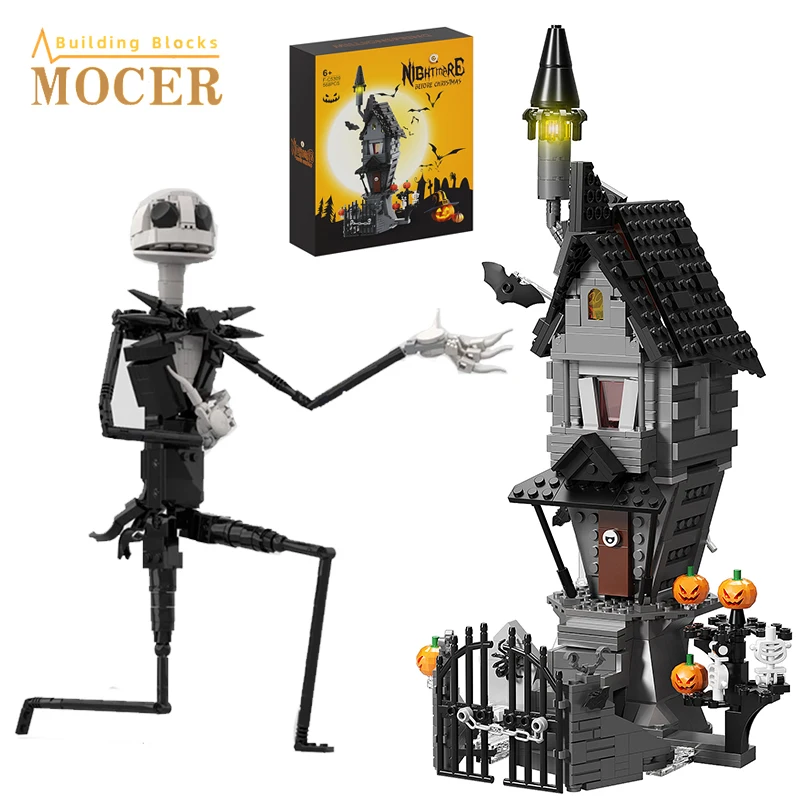 Mover Ideas Halloween Skeleton Figures Ghost House Movie Nightmareal Before Christmas Pumpkin King Building Blocks Giocattoli Per Bambini Regalo