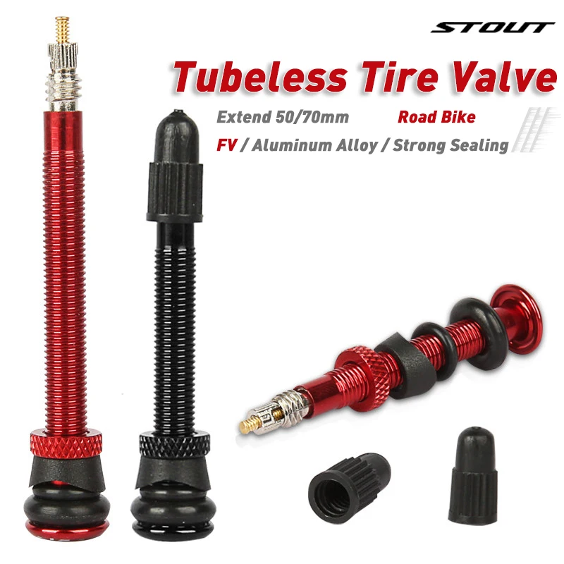 STOUT Tubeless Tire Valve 46mm 58mm Presta CNC Aluminum Alloy Brass