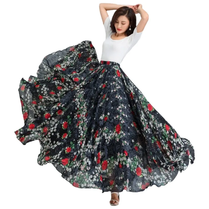 

Custom Made Skirts Women Sweet Summer Retro Female Harajuku Student Ins A-line Basic Floral New Arrival Holiday 6XL