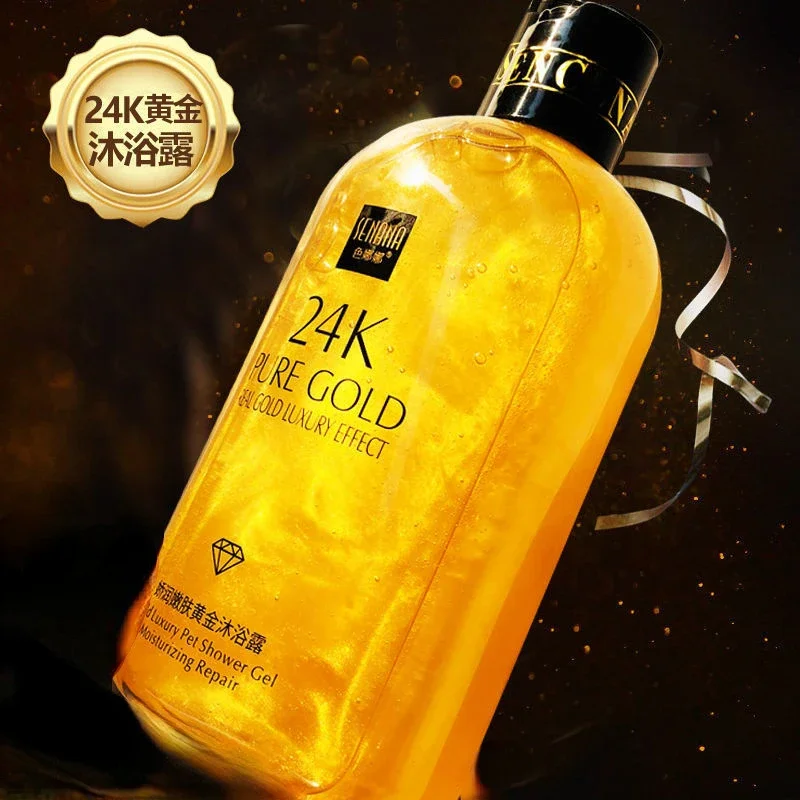 

550ml Foam Bath Liquid Body Wash Shampoo Moisture Skin Clean 24K Gold Shower Gel Deep Clean Long Lasting