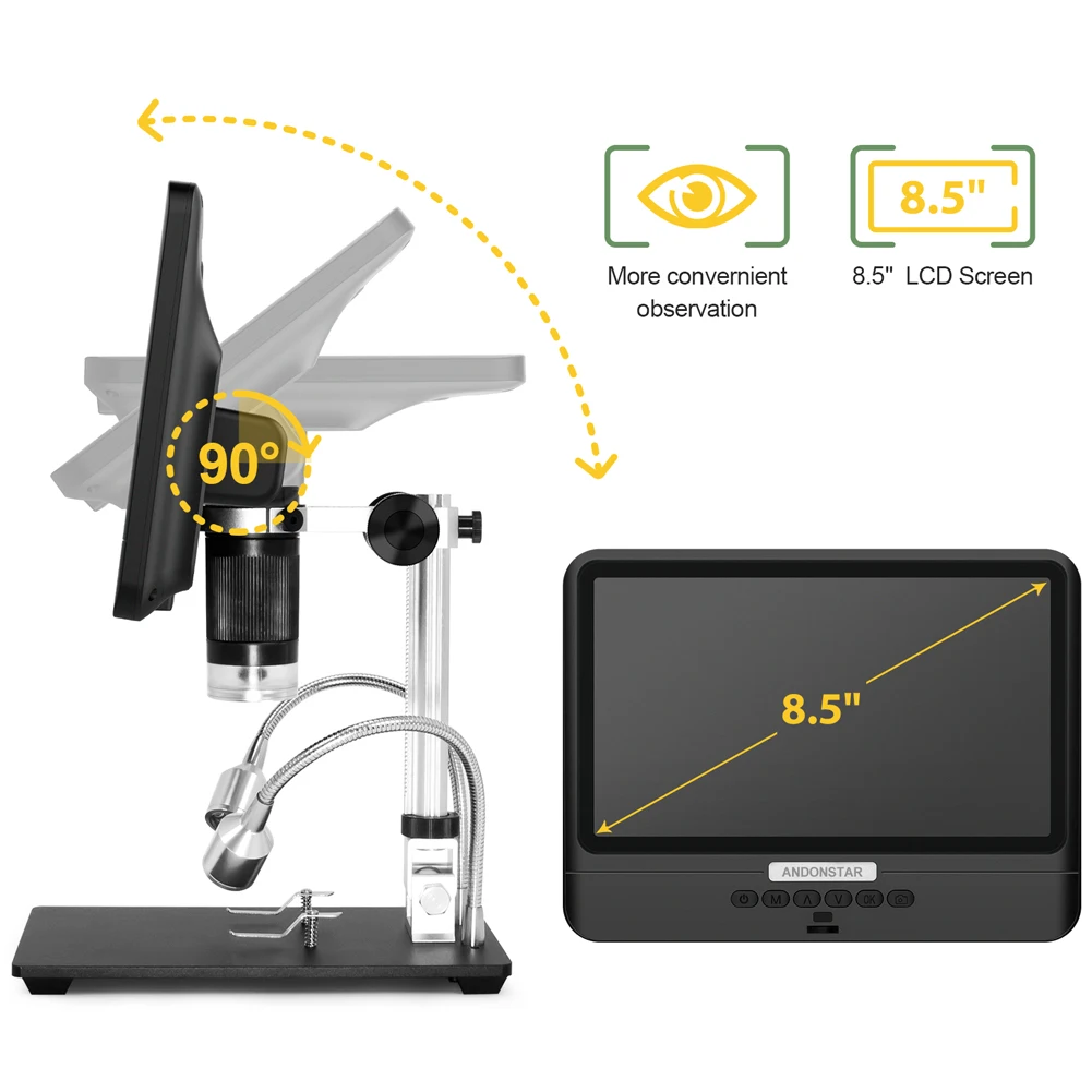 Andonstar AD208S Digital Microscope 260X 8.5 Inch LCD Screen USB Microscope Adjustable 1080P Scope for SMT/PCB Soldering Tool images - 6