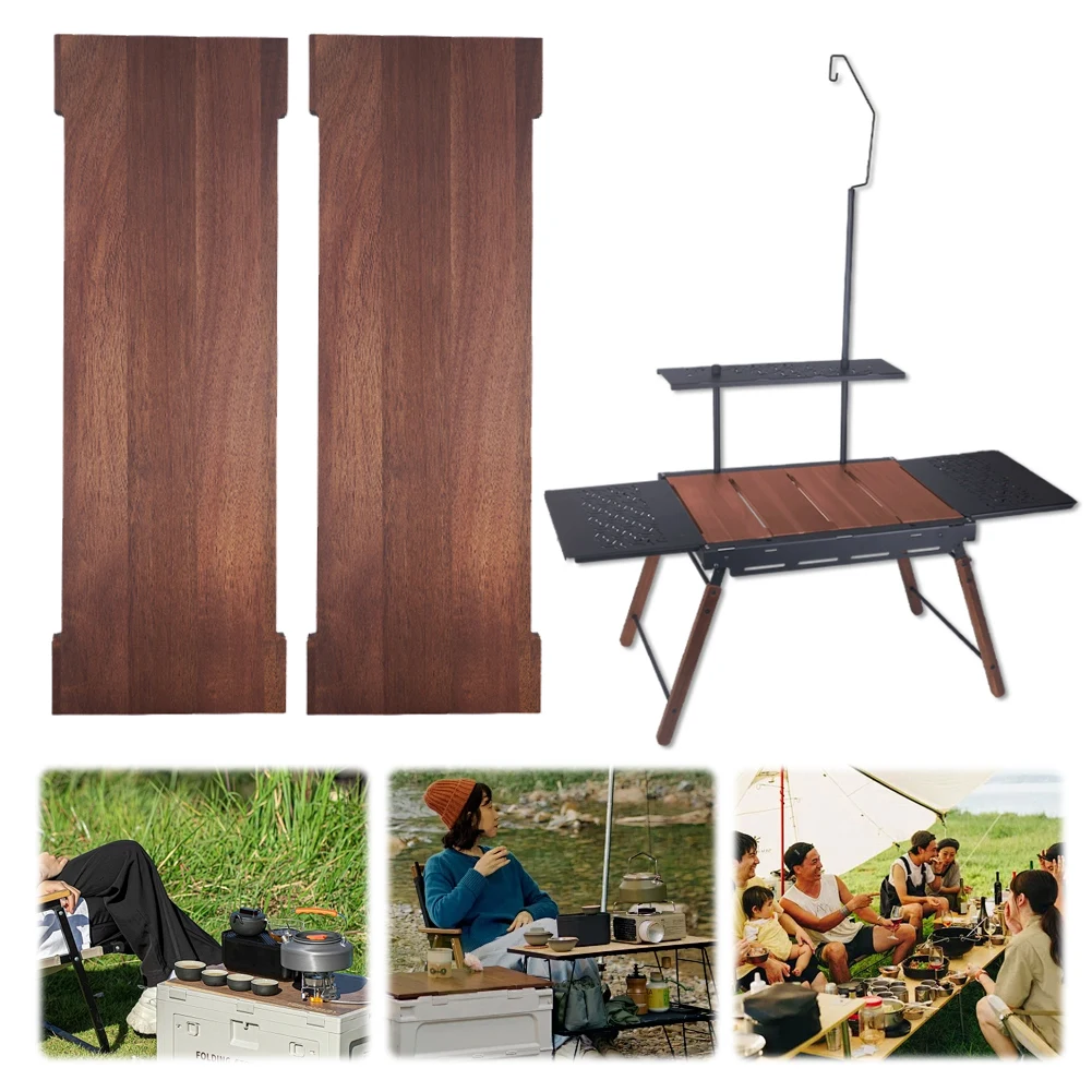 2Pcs Camping IGT Table Board Wooden Portable Table Unit Plate Multifunctional IGT Table Extension Board for Outdoor Camping