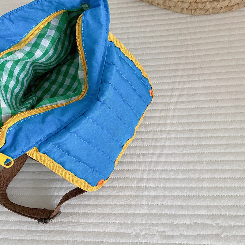 deer jonmi Korean Style Children Plaid Messenger Bags Chic Picnic Vacation Backpack Kids Shoudler Bags 5