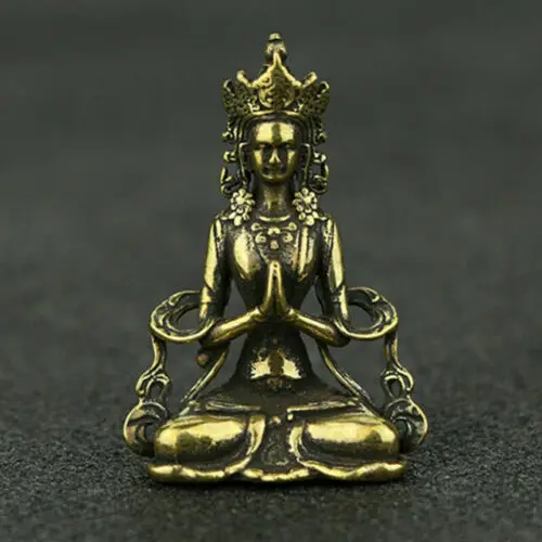 38Mm Tibet Buddismo Tibetano Bronzo Kwan-Yin Dea Guan Yin Tara Piccola Statua