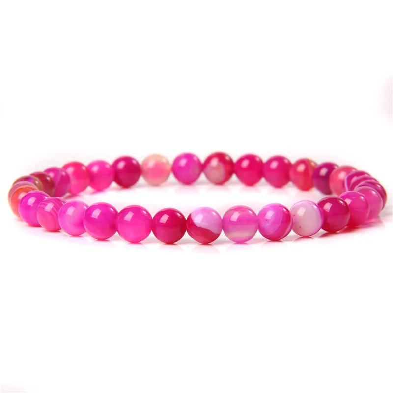 Natural Stone 6mm 8mm Stripped Agate Bracelet  Stretchable Bracelets Bangles For Women jewelry