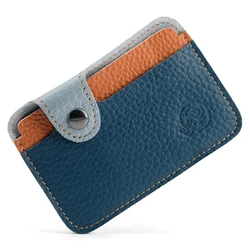 Sleek Leather Slim Wallet and Cardholder (Dark blue)
