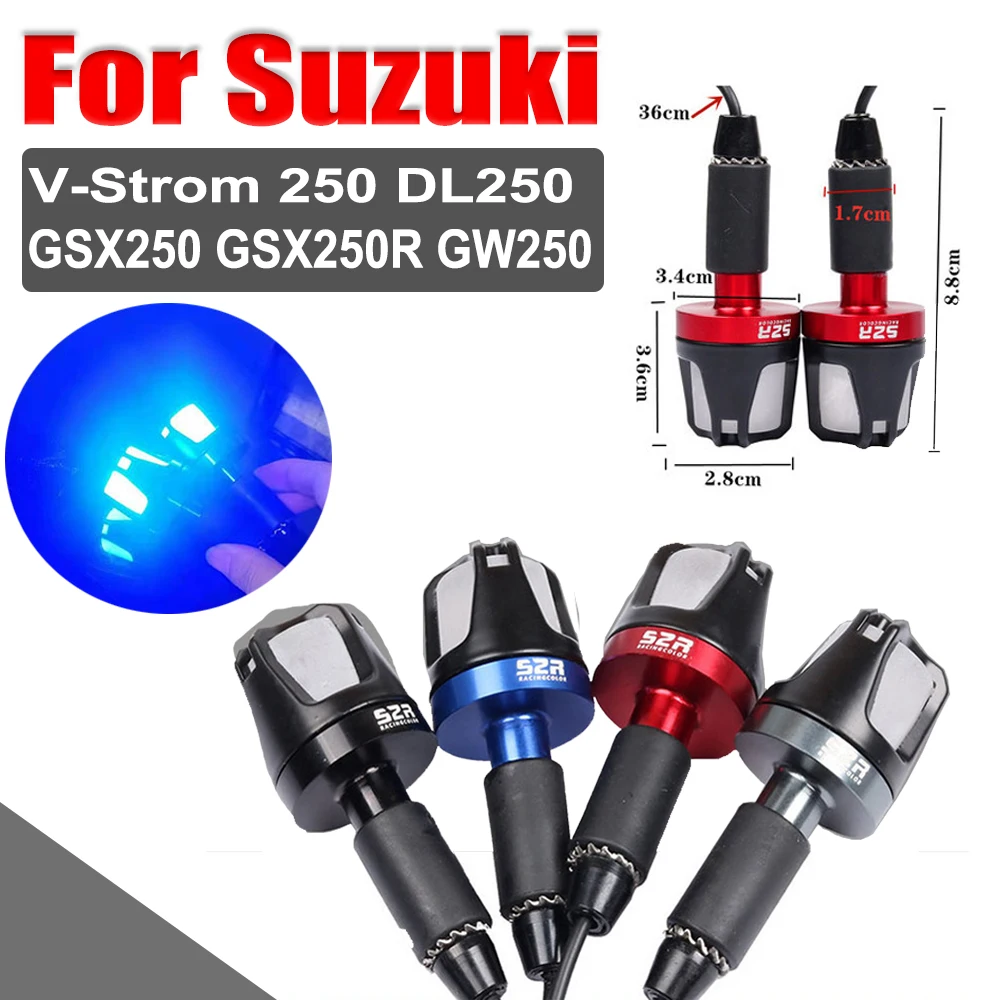 

For Suzuki DL250 V-Strom 250 GSX250R GSX250 GW250 Motorcycle Accessories LED Lighting Handlebar Grips Handles Bar End Plug Cap