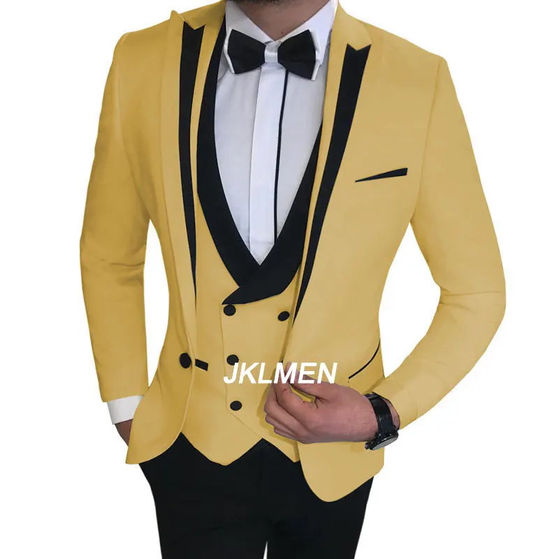 Men Suits Polyester Casual Four Seasons Men Business Suits Men's Special 3 Pcs Set Groom Wedding ( Jacket + Vest + Pants )
