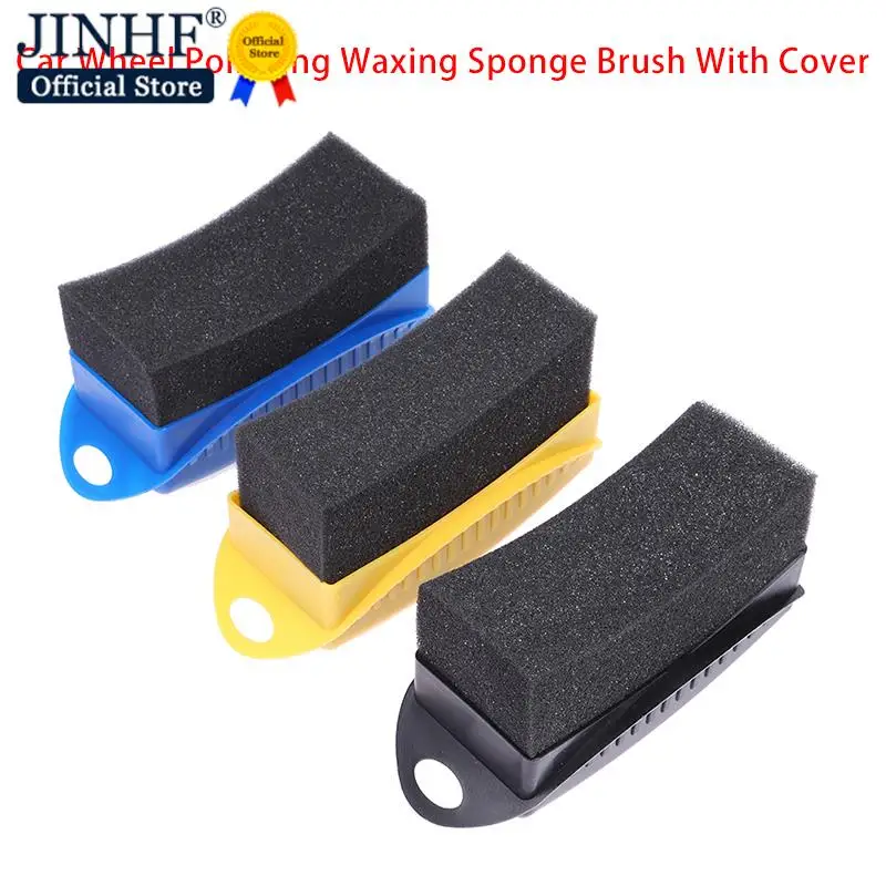 

Car Wheel Polishing Waxing Sponge Brush With Cover ABS Washing Cleaning Tire Contour Dressing Applicator Pads Detail Accessories