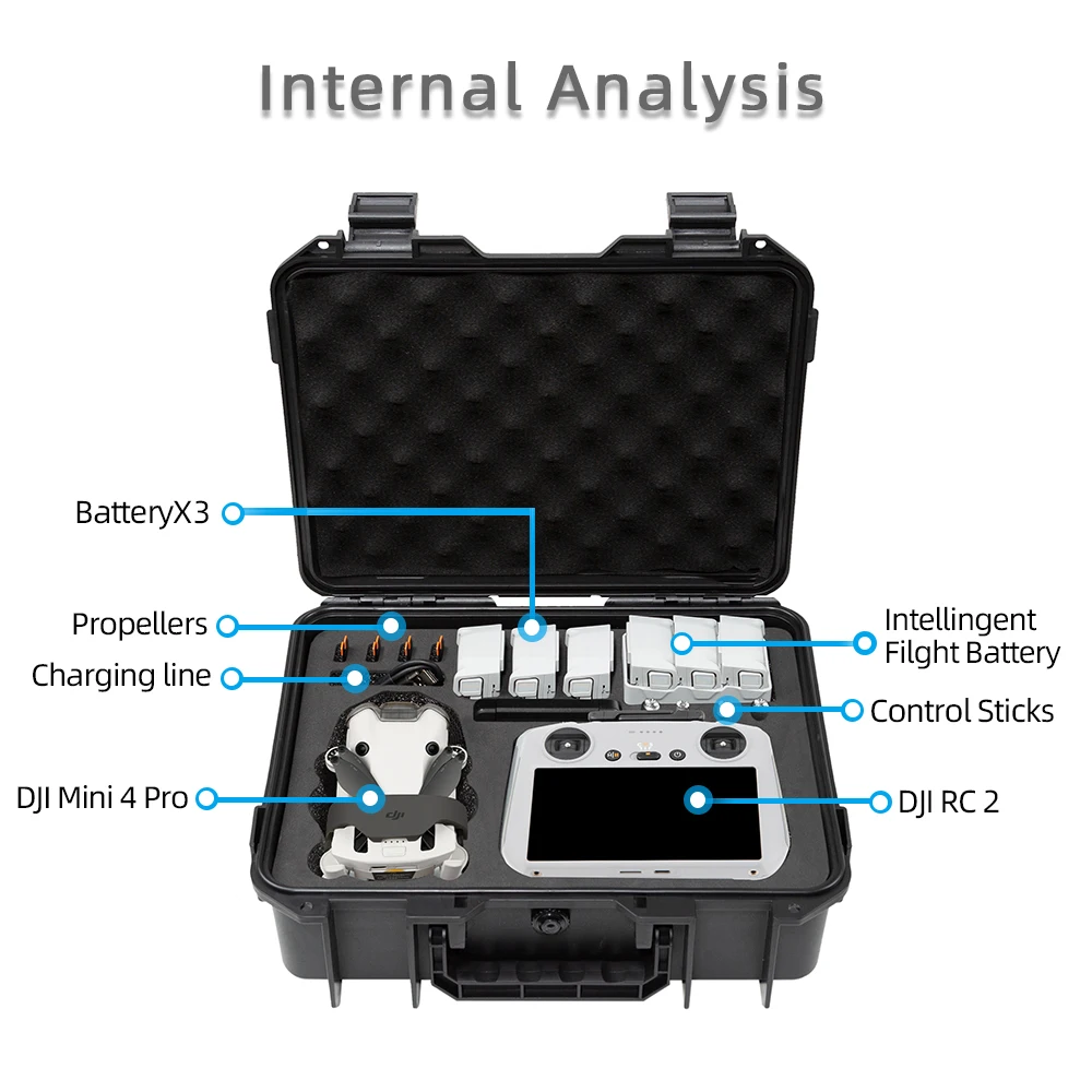 For DJI Mini 4 Pro fessional Explosion Box carrying case drone kit storage box compatible with RC 2 and RC-N2 remote controls