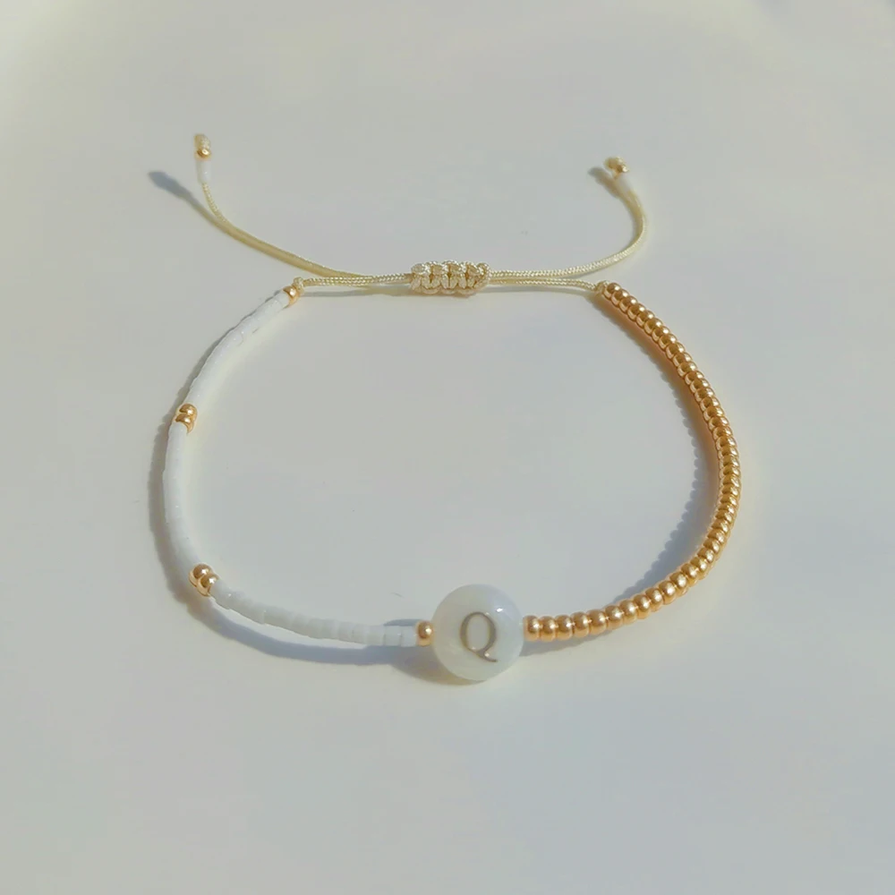 KKBEAD Initiale A-Z Buchstaben-Armband, Geschenk für Sie, Miyuki, Delica-Perlen, goldfarben, zierliche Armbänder, Schmuck für Frauen, Pulsera – Detail 15