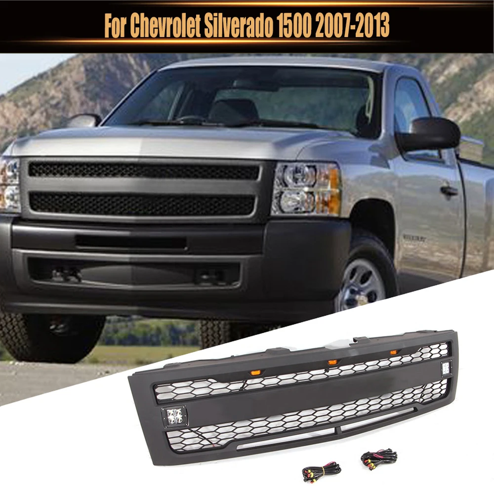 

Exterior Racing Grills Grille Trims Meshes Grill Covers Auto Modified Front Bumper Grill For Chevrolet Silverado 1500 2007-2013