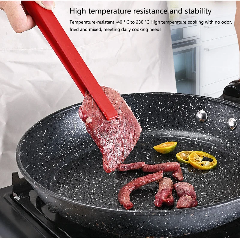 Silicone Tongs Food Grade Home Kitchen Cooking Thickened Long Handle BBQ Grill Clip