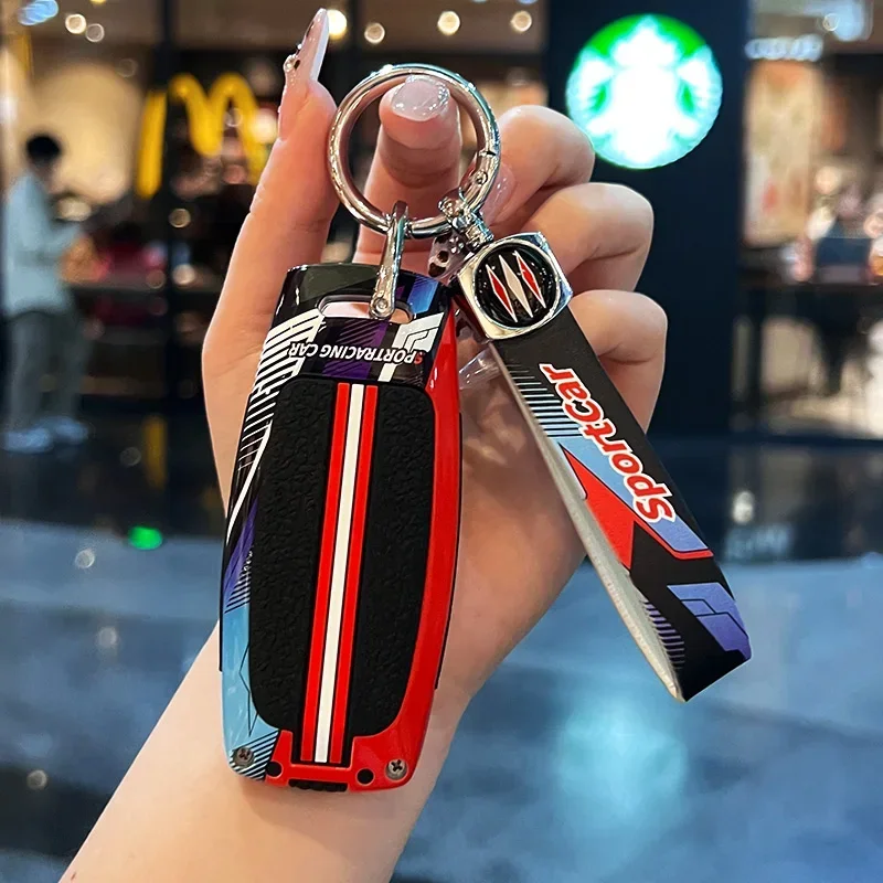 Key Case Key Case Cover Car Key Shell Car Key Chain Racing Style Metal Car Key Case Fob Cover For Nissan X-trail T33 Qashqai J12 Teana Altima Ariya Juke Kicks Sakura 2025