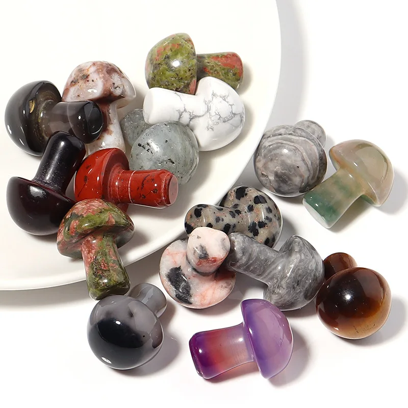 2CM Mushroom Reiki Healing Chakra Natural Stone Ornament Quartz Mineral Crystal Tumbled Gemstone Home Decoration Jewelry Making