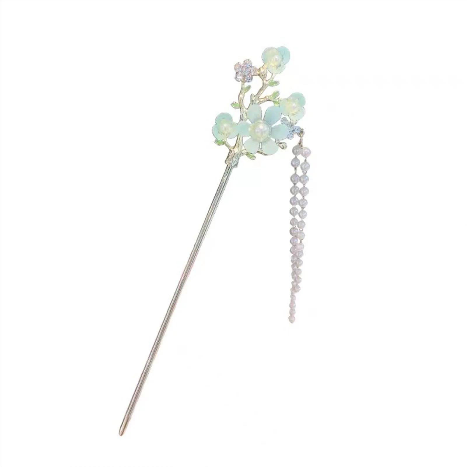 

Female Vintage Hair Chopsticks Fringed Green Plum Prong Updo Chignon Pins for Hair DIY Accessory Hair Styling