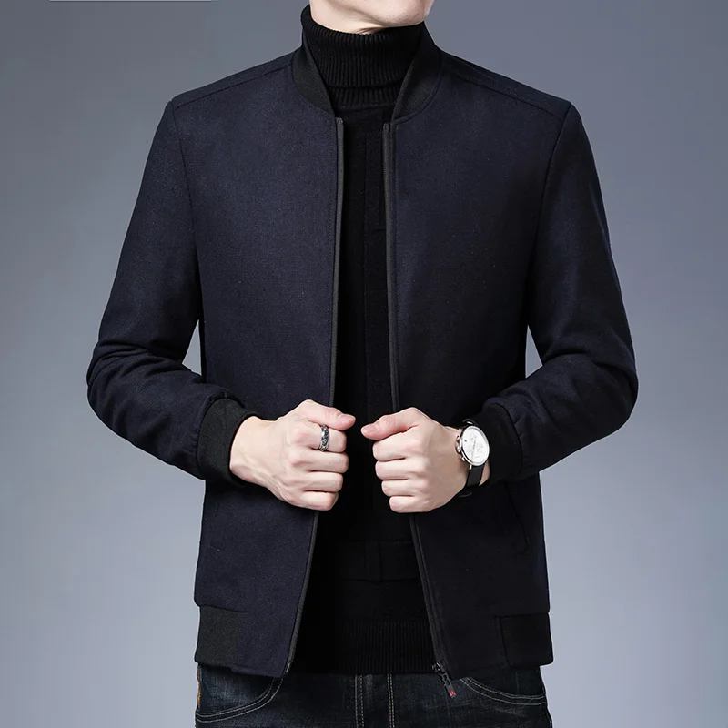 

New Brand Casual Fashion Baseball Collar Autumn Winter Mens Coat 2023 Men Clothing Fashion Jacket Solid Classic Windbreaker