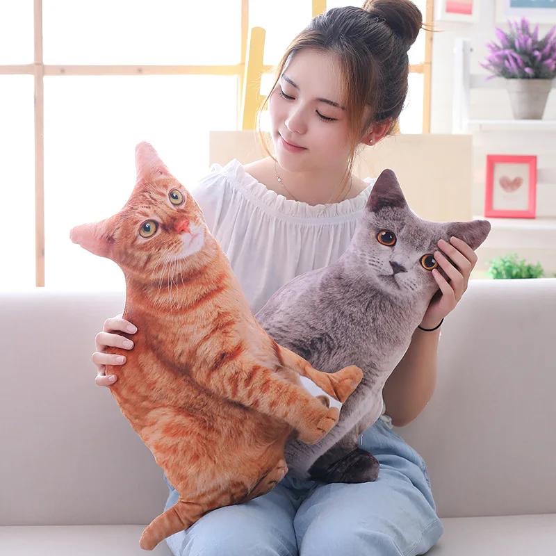 Cute Simulation Cat Plush Doll Pillow 3D Three-dimensional Cat Sleeping Pillow Sofa Cushion Nap Pillow 2