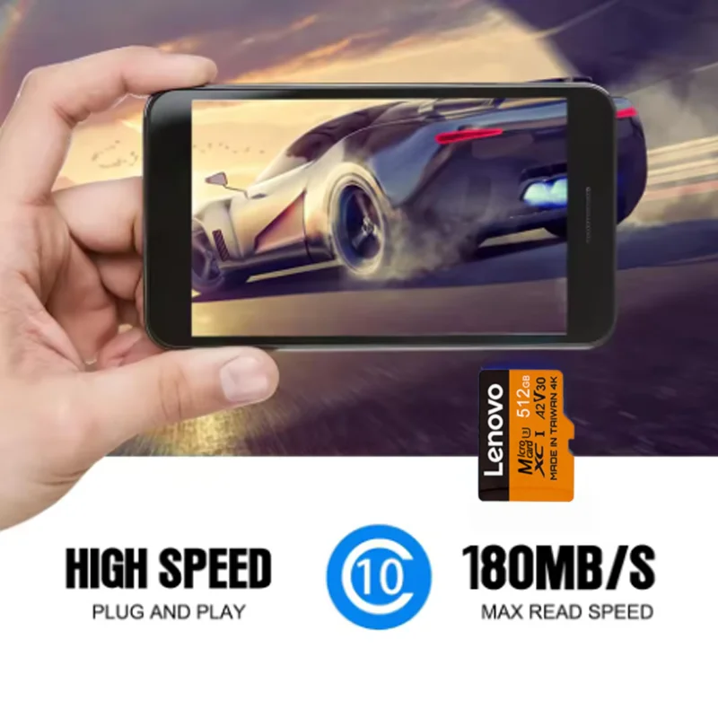 레노버 클래스10 마이크로 TF SD 카드 메모리 카드 64GB 512GB 256GB 마이크로 TF 카드 128GB 메모리 카드 (카메라용 어댑터 포함)